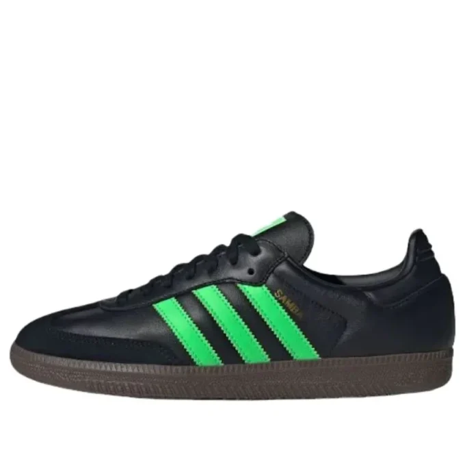 Adidas Samba “Core Black Screaming Green Gum”